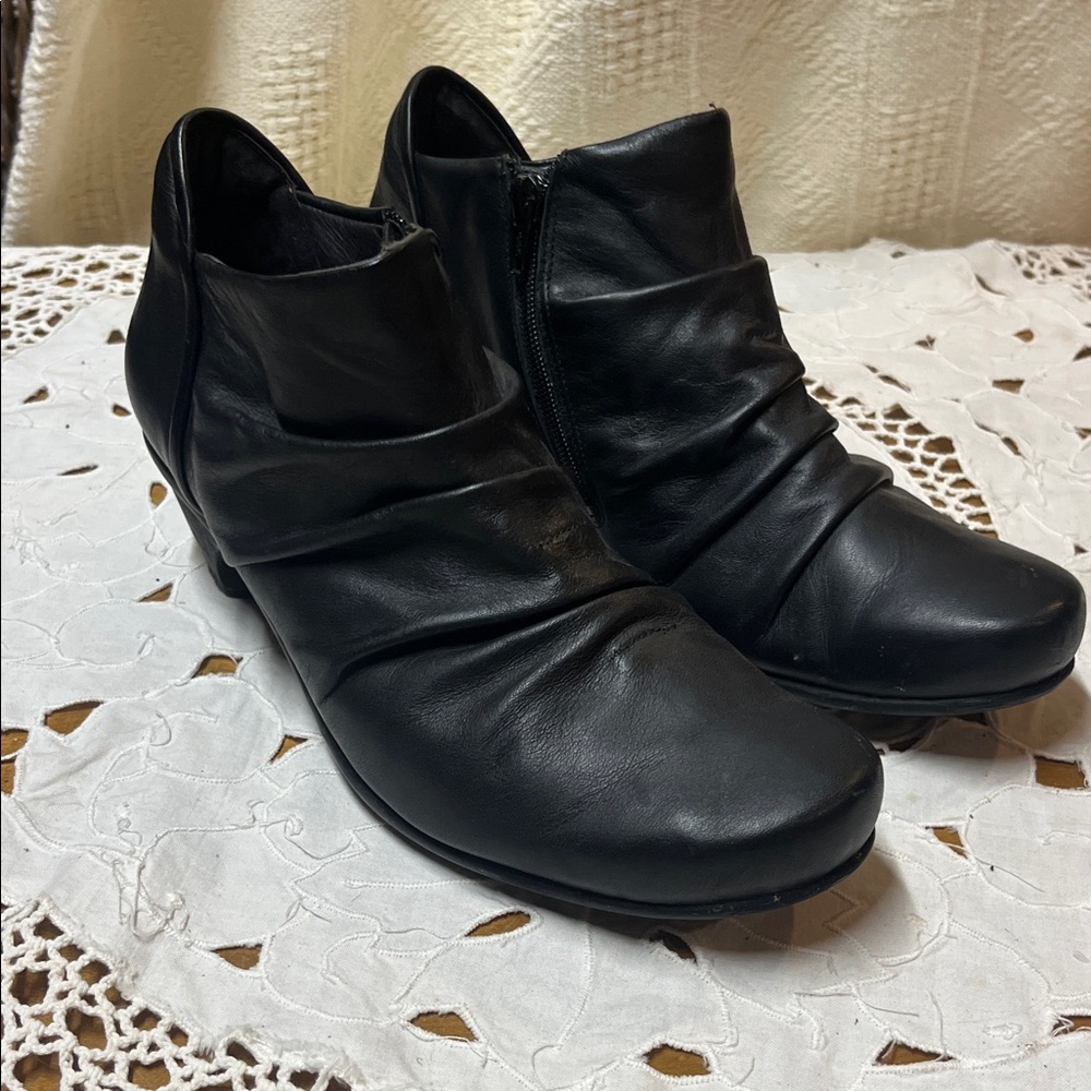 Naot Black Leather Ankle Booties